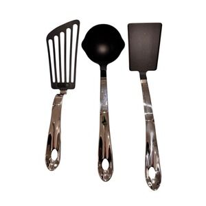 All-Clad Stainless Kitchen Utensil Set Slotted & Solid Turner 6oz Ladle